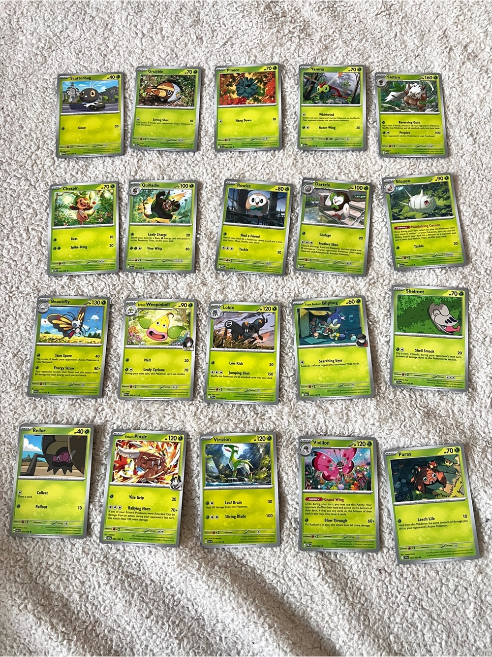 Pokemon Bulk Grass Common TCG 20 Cards